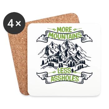 Plus de montagnes Moins de trous du cul Escalade rapide - Dessous de verre (lot de 4) - blanc - Devant