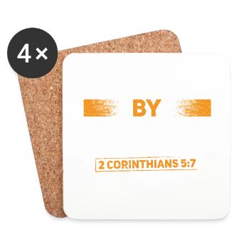 Gehen Durch Glauben Christlicher Bibelvers Jesus - Untersetzer (4er-Set) - Weiß - Vorne