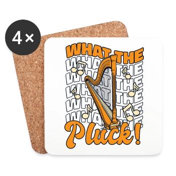 What The Pluck Harp Concert Harp Harp Music - Coasters (set of 4) - white - Front