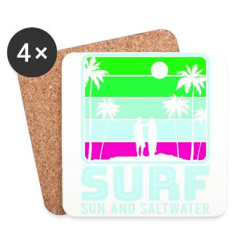 Surfing, kitesurfing, wakeboarding, beach surfers - Coasters (set of 4) - white - Front