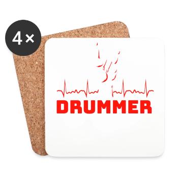 Drums Schlagzeuger Schlagzeugspieler Drummer - Untersetzer (4er-Set) - Weiß - Vorne