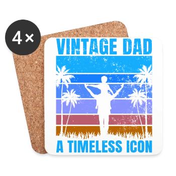 Retro Vintage Daddy 60s 70s 80s 90s Party Costume - Coasters (set of 4) - white - Front