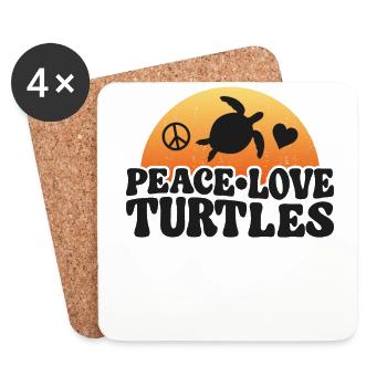 Sea Turtle Tortoise Peace Love - Untersetzer (4er-Set) - Weiß - Vorne