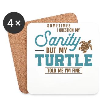 Sea Turtle Tortoise Sometimes I - Coasters (set of 4) - white - Front
