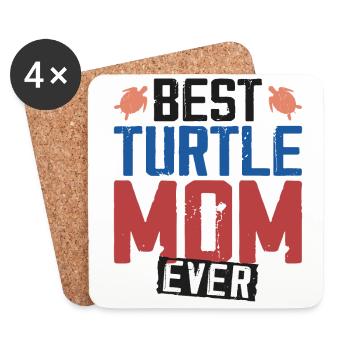 Tortue de mer Tortue Maman Best - Dessous de verre (lot de 4) - blanc - Devant