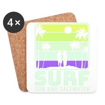 Surfing, kitesurfing, wakeboarding, beach surfers - Coasters (set of 4) - white - Front