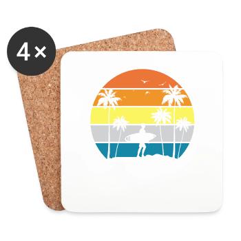 Surfing, kitesurfing, wakeboarding, beach surfers - Coasters (set of 4) - white - Front