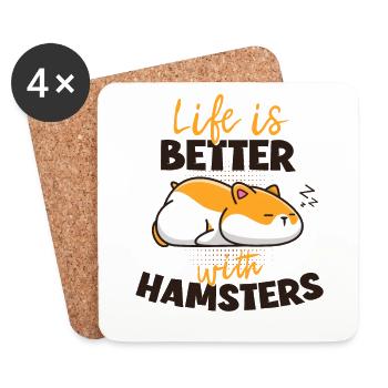 Life is Better with a Hamster Golden Hamster Breeder - Coasters (set of 4) - white - Front