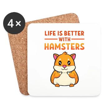 Life is Better with a Hamster European Hamster Breeder - Coasters (set of 4) - white - Front