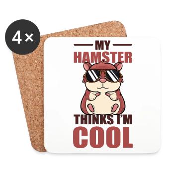 My Hamster Thinks I'm Cool Dwarf Hamster - Coasters (set of 4) - white - Front