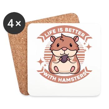 Life is Better with a Hamster Golden Hamster Breeder - Coasters (set of 4) - white - Front