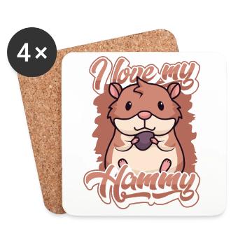 I love my Hammy European Hamster Golden Hamster - Coasters (set of 4) - white - Front