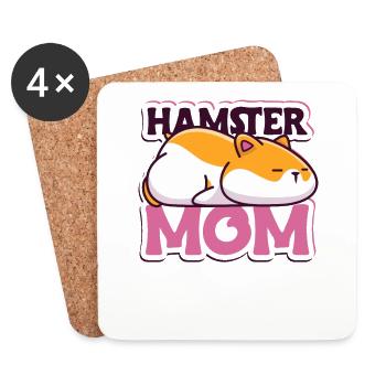Hamster Mom Golden Hamster Dwarf Hamster European Hamster - Coasters (set of 4) - white - Front