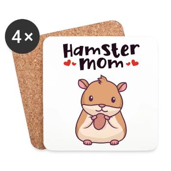 Hamster Mom Golden Hamster Dwarf Hamster European Hamster - Coasters (set of 4) - white - Front