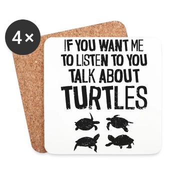 Tortue de mer si tu me veux - Dessous de verre (lot de 4) - blanc - Devant