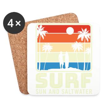 Surfing, kitesurfing, wakeboarding, beach surfers - Coasters (set of 4) - white - Front