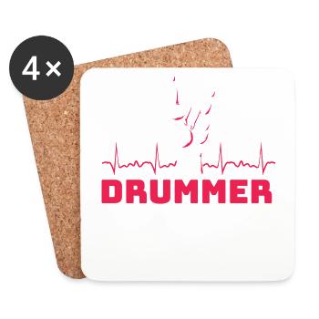 Drums Schlagzeuger Schlagzeugspieler Drummer - Untersetzer (4er-Set) - Weiß - Vorne