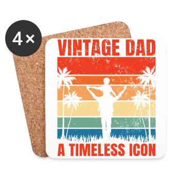 Retro Vintage Daddy 60s 70s 80s 90s Party Costume - Coasters (set of 4) - white - Front