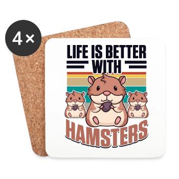 Life is Better with Hamsters European Hamster - Coasters (set of 4) - white - Front