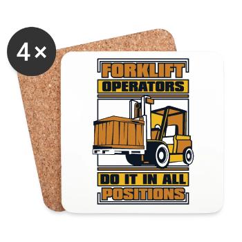 Do It In All Positions Telehandler Forklift - Coasters (set of 4) - white - Front