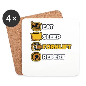 Eat Sleep Forklift Repeat Forklift Driver - Coasters (set of 4) - white - Front