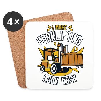 I Make Forklifting Look Easy Forklift Driver - Coasters (set of 4) - white - Front