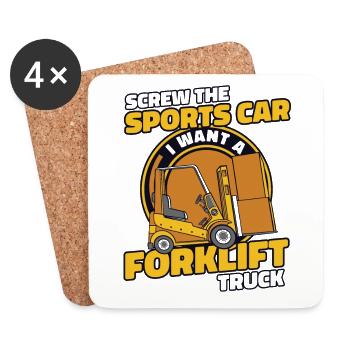 Screw The Sports Car Forklift Driver - Coasters (set of 4) - white - Front