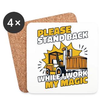 Stand Back While I Work My Magic Telehandler - Coasters (set of 4) - white - Front
