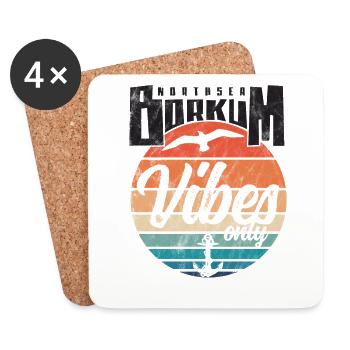 Borkum North Sea Vibes Only Vintage - Untersetzer (4er-Set) - Weiß - Vorne