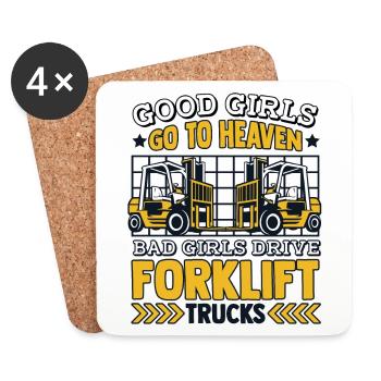 Bad Girls Drive Forklift Trucks Geländestapler - Coasters (set of 4) - white - Front
