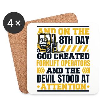And On The 8th Day God Created Forklift Operators - Untersetzer (4er-Set) - Weiß - Vorne
