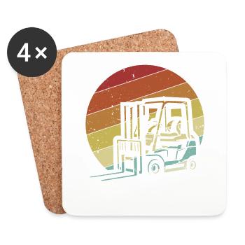 Retro Forklift Driver All-terrain forklift - Coasters (set of 4) - white - Front