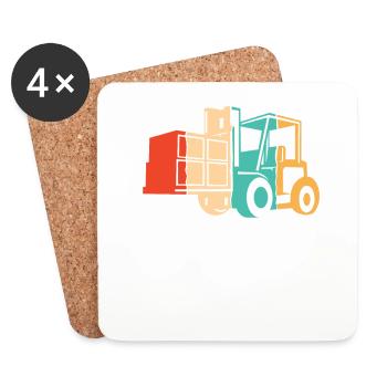 Retro Forklift Driver All-terrain forklift - Coasters (set of 4) - white - Front