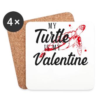 Tortue de mer Tortue Saint-Valentin - Dessous de verre (lot de 4) - blanc - Devant
