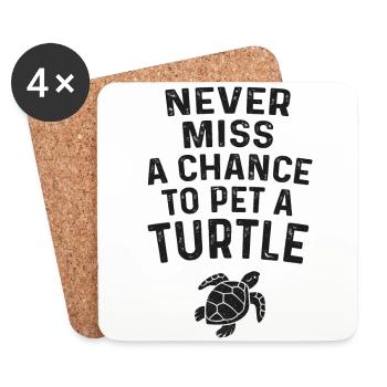 Sea Turtle Tortoise Never Miss A - Coasters (set of 4) - white - Front