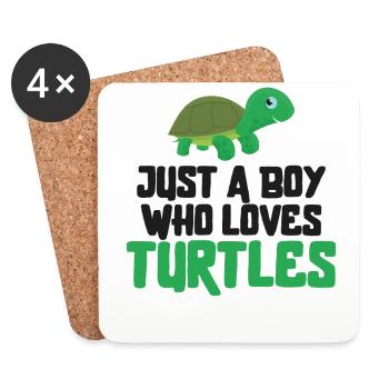 Sea Turtle Tortoise Just A Boy Who - Untersetzer (4er-Set) - Weiß - Vorne