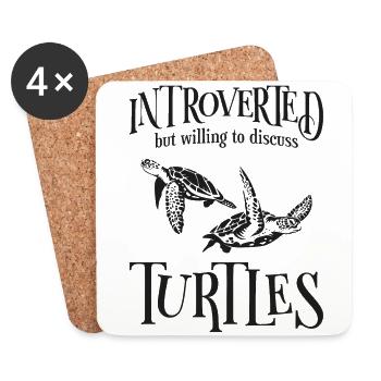 Sea Turtle Tortoise Introverted - Untersetzer (4er-Set) - Weiß - Vorne