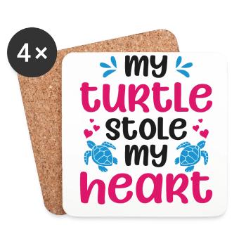 Tortue de mer Tortue Saint-Valentin - Dessous de verre (lot de 4) - blanc - Devant