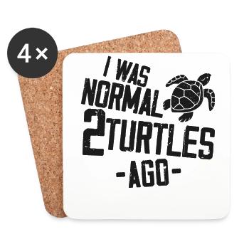 Sea Turtle Tortoise I Was Normal 2 - Coasters (set of 4) - white - Front
