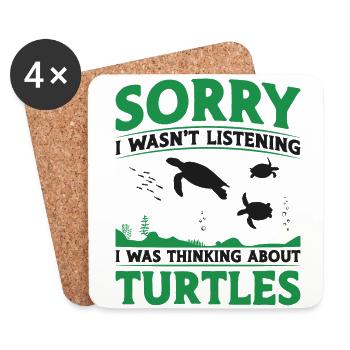 Sea Turtle Tortoise Sorry I Wasn't - Untersetzer (4er-Set) - Weiß - Vorne