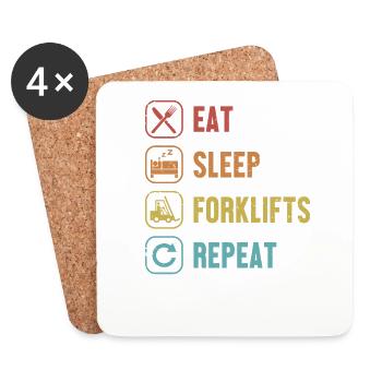 Eat Sleep Forklifts Repeat Telehandler - Coasters (set of 4) - white - Front