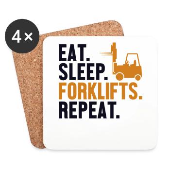 Eat Sleep Forklifts Repeat All-terrain forklift - Coasters (set of 4) - white - Front