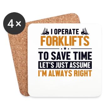 Forklifts Let's Assume I'm Right Geländestapler - Untersetzer (4er-Set) - Weiß - Vorne