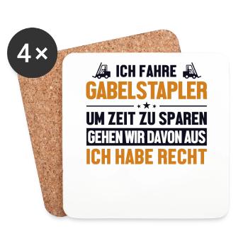 Gabelstapler hat immer Recht Gabelstaplerfahrer - Untersetzer (4er-Set) - Weiß - Vorne