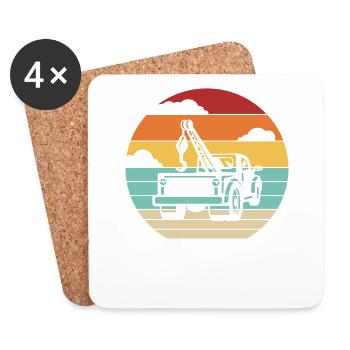 Véhicule tracteur de service de remorquage rétro - Dessous de verre (lot de 4) - blanc - Devant