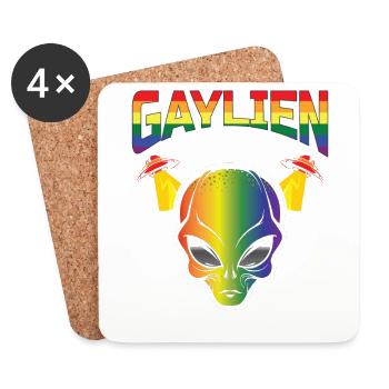 Gender Lesben, Schwule, Trans, Queer Regenbogen - Untersetzer (4er-Set) - Weiß - Vorne