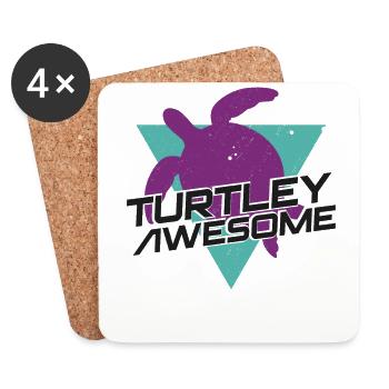 Sea Turtle Tortoise Pun Turtley - Coasters (set of 4) - white - Front