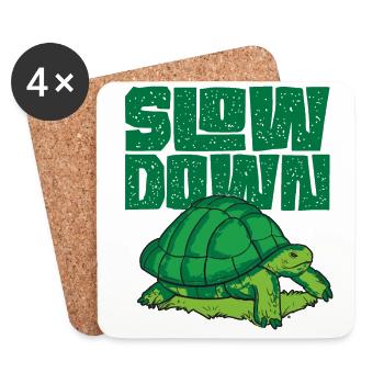 Tortue de mer Tortue ralentir - Dessous de verre (lot de 4) - blanc - Devant