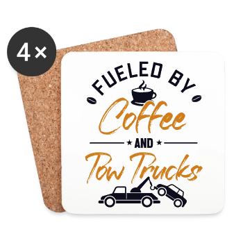 Fueled by Coffee and Tow Trucks Abschlepper - Untersetzer (4er-Set) - Weiß - Vorne
