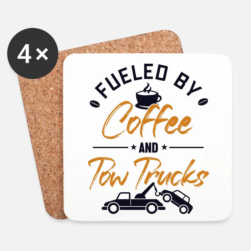 Fueled by Coffee and Tow Trucks Abschlepper - Untersetzer (4er-Set) - Weiß